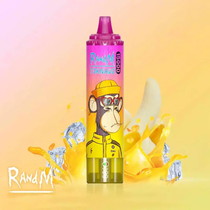 2025 Bestseller RandM Tornado 15000 Züge Einweg E-Zigarette Banane Eis – 0% 2% 3% 5% Nikotinsalz Mesh Coil und RGB-Design, Lieferung in 5 bis 7 Tagen zum besten Preis (1) (2)