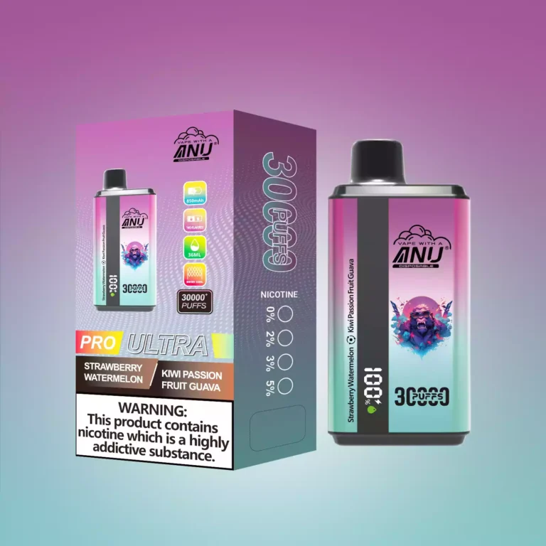 ANU 30000 Züge Doppelter Geschmack Einweg E-Zigarette – Bestseller 2025, Erdbeere Wassermelone & Kiwi Passionsfrucht Guave Flavours, 0 % 2 % 3 (1)