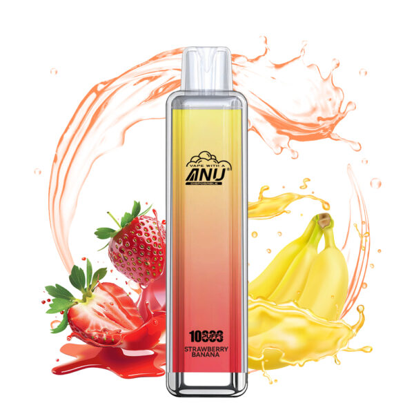 ANU Crystal 10000 Züge Einweg E-Zigarette – Erdbeere Banane, 18 ml E-Liquid, Mesh Coil 0.8 Ohm, 0%-5% Nikotin, günstigster Preis & Versand in 5-7 Tagen!