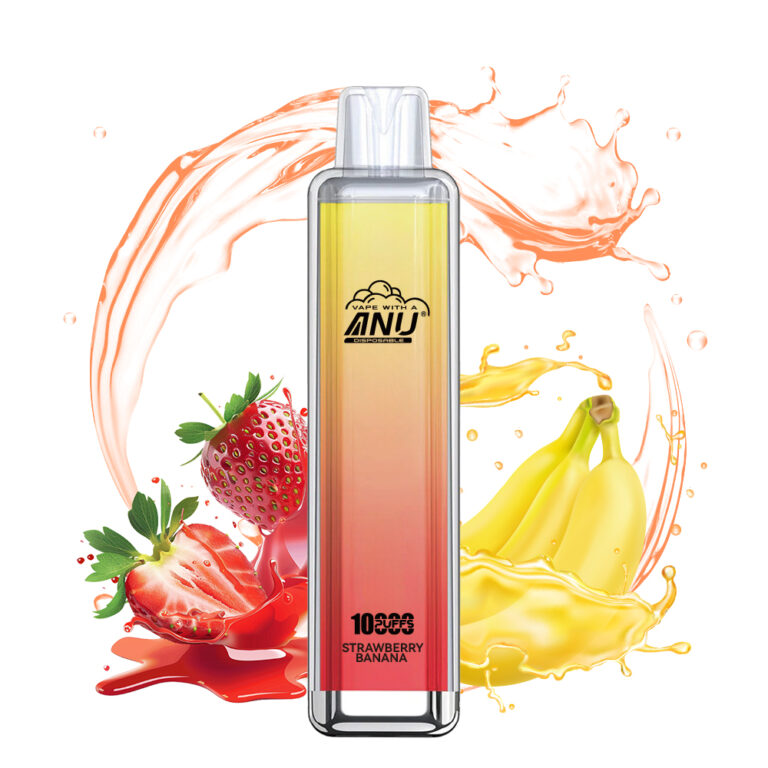 ANU Crystal 10000 Züge Einweg E-Zigarette – Erdbeere Banane, 18 ml E-Liquid, Mesh Coil 0.8 Ohm, 0%-5% Nikotin, günstigster Preis & Versand in 5-7 Tagen!