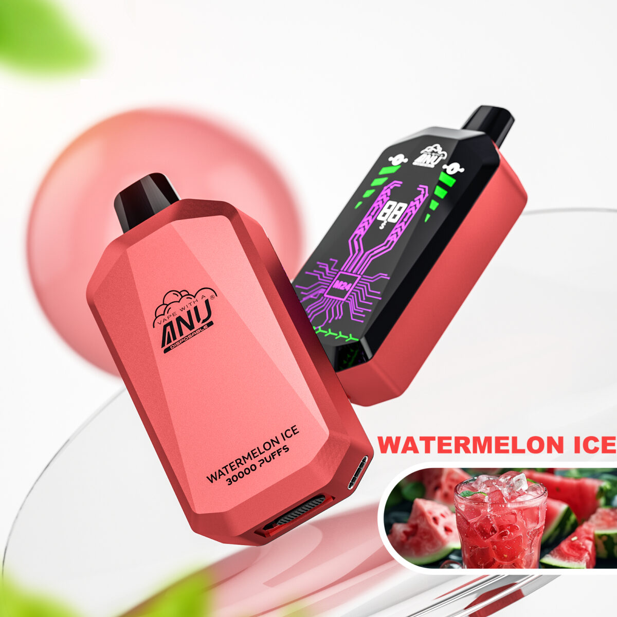 ANU Star 30000 Züge Einweg E-Zigarette – Wassermelone Eis Flavours, 22 ml E-Liquid, 0 % 2 % 3 % 5 % Nikotingehalt, Lieferung in 5 bis 7 Tagen, Top 2025 Bestseller