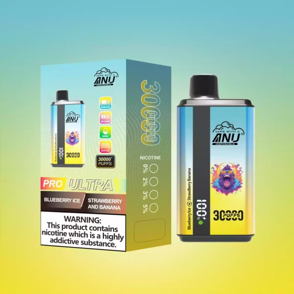 Beliebteste ANU 30000 Züge Doppelter Geschmack Einweg E-Zigarette mit Blaubeere Eis und Erdbeere-Banane Geschmack (1)