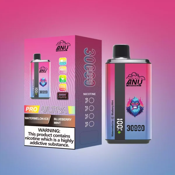 Best Choice 2025 ANU 30000 Züge Doppelter Geschmack Einweg E-Zigarette – Schnelle Lieferung in 5-7 Tagen, Frisches Wassermeloneneis und Blaubeer-Minz-Geschmack(1)