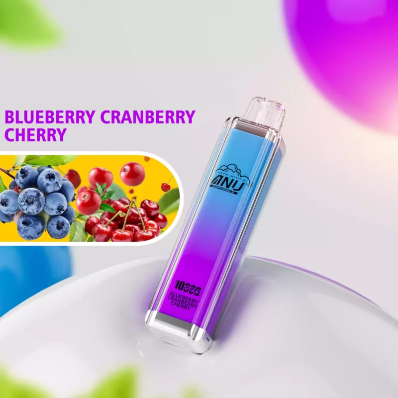 Günstige ANU Crystal 10000 Züge Einweg E-Zigarette — Blaubeere Cranberry Kirsche Flavours, Beste Preise 2025, Lieferung in 5 bis 7 Tagen, 0% 2% 3% 5% Nikotin