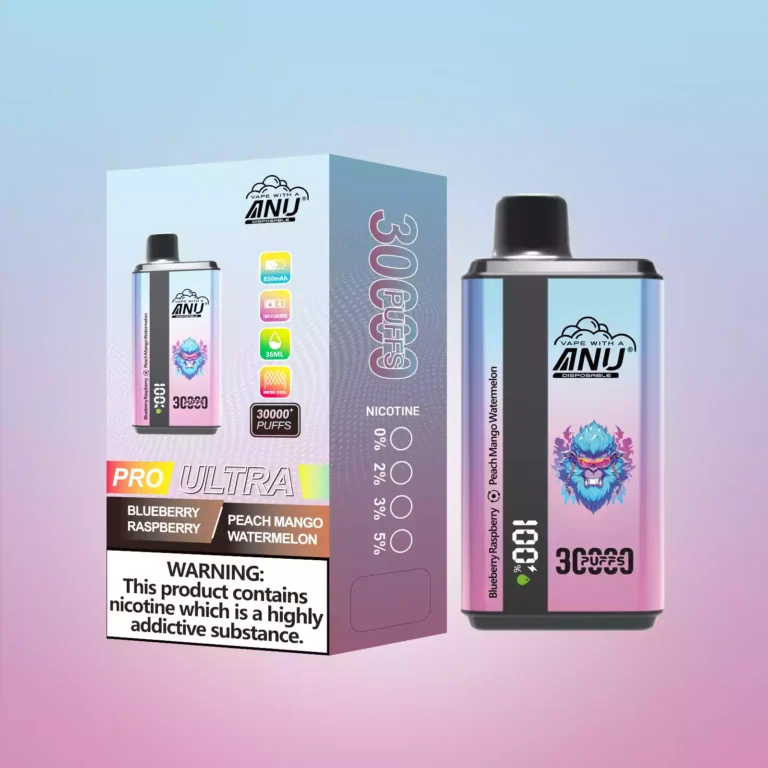 Beste Wahl ANU 30000 Züge Doppelter Geschmack Einweg E-Zigarette mit schneller Lieferung in 5 bis 7 Tagen und erfrischenden Blaubeere Himbeere sowie Pfirsich Mango Wassermelone Flavours (2)