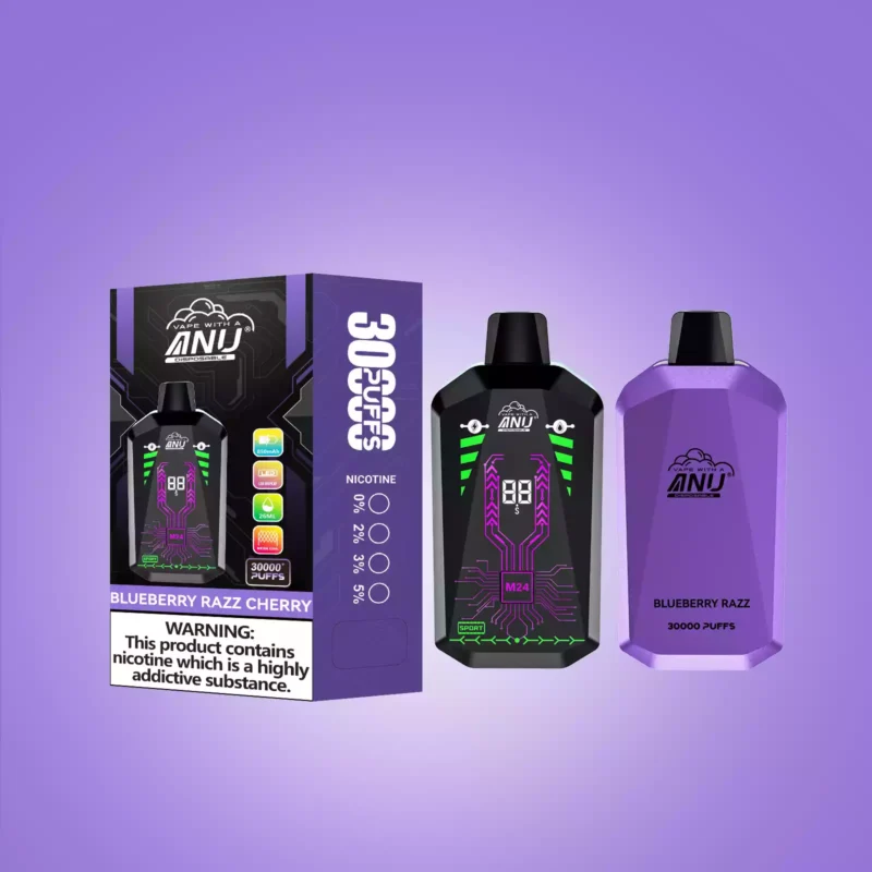 Top-Deal 2025 ANU Star 30000 Züge Einweg E-Zigarette – Fruchtiger Blaubeere Razz Kirsche Geschmack, 22 ml E-Liquid, Günstigster Preis, Lieferung in 5–7 Tagen!